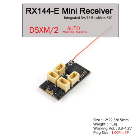 AEO-HC MINI 144E DSMX/2, 5Ch Rx WITH 5A/1S BRUSHLESS ESC